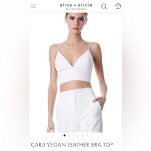 Alice + Olivia Leather Bra Top (White)
